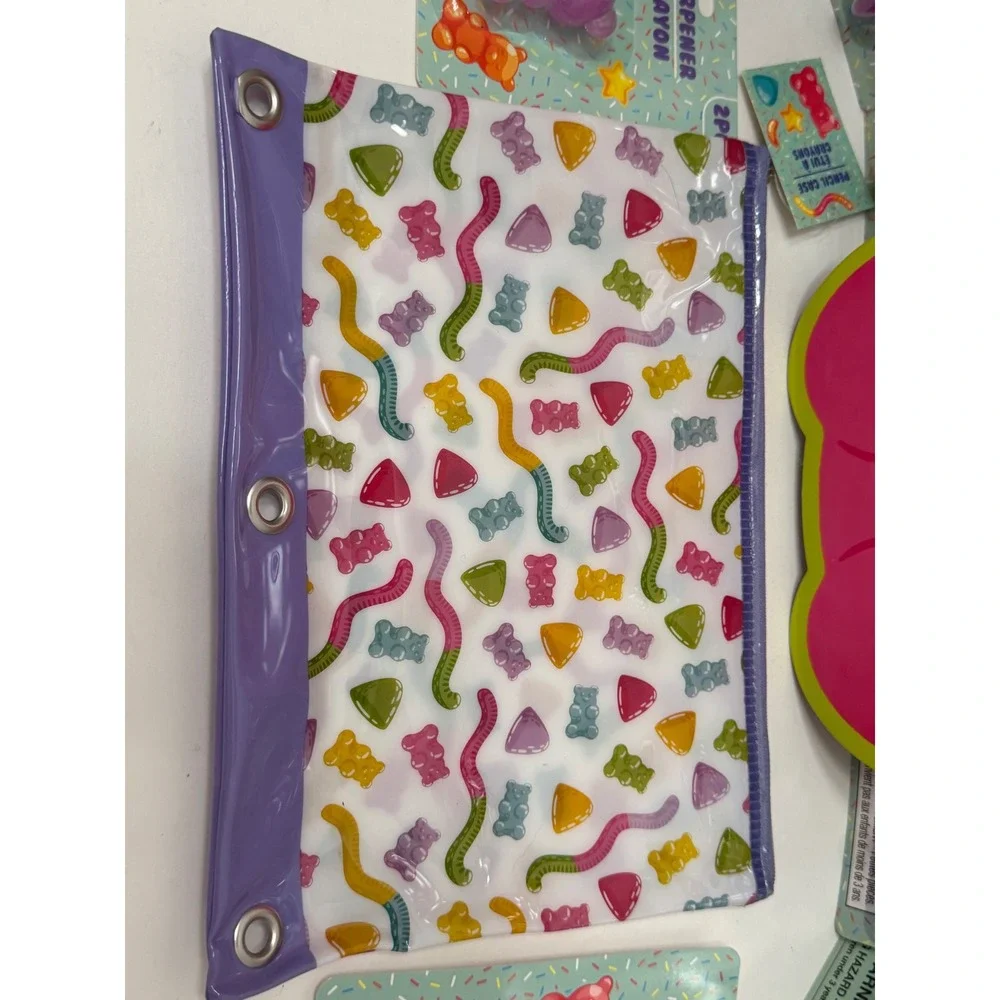 Gummy Bear Stationery Set Clipboard Pencil Pouch Pens Erasers Keychain Bundle